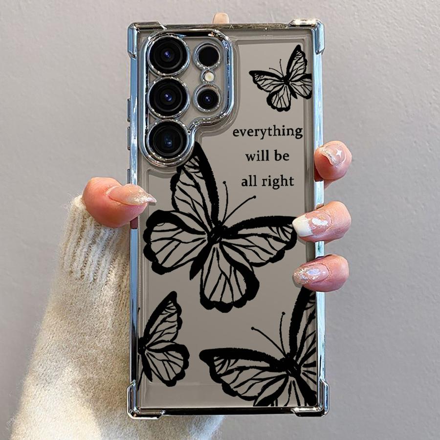 Ink Butterfly Case for Samsung Galaxy S21FE s24ultra s24fe S24 S25 Ultra S22 Ultra S20 FE S23 S25 Plus Soft Cover