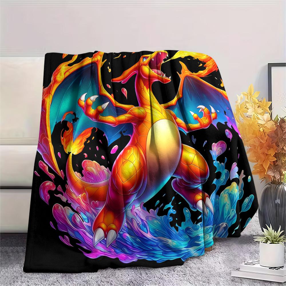Cute Charizard  Print Flannel Blanket, High quality Comfortable for All Seasons, Home Decor, Warmth and Comfort