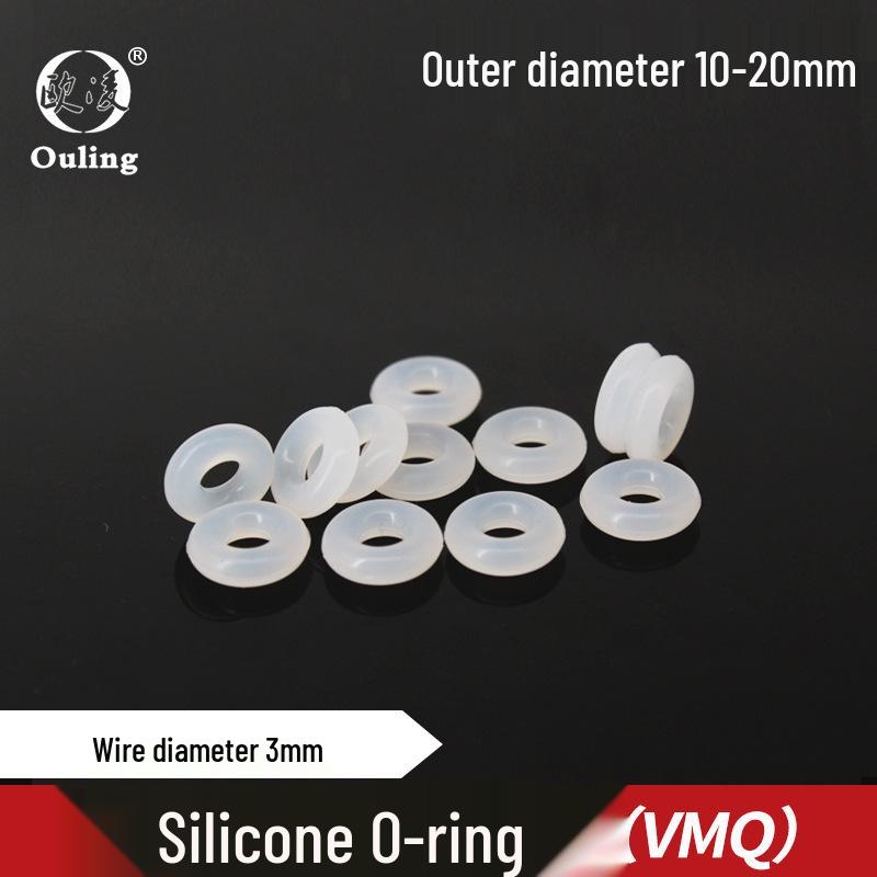 White Silicone O-Ring, OD: 10-20mm, Thickness: 3mm 10*3mm (10pcs) White Silicone O-Ring