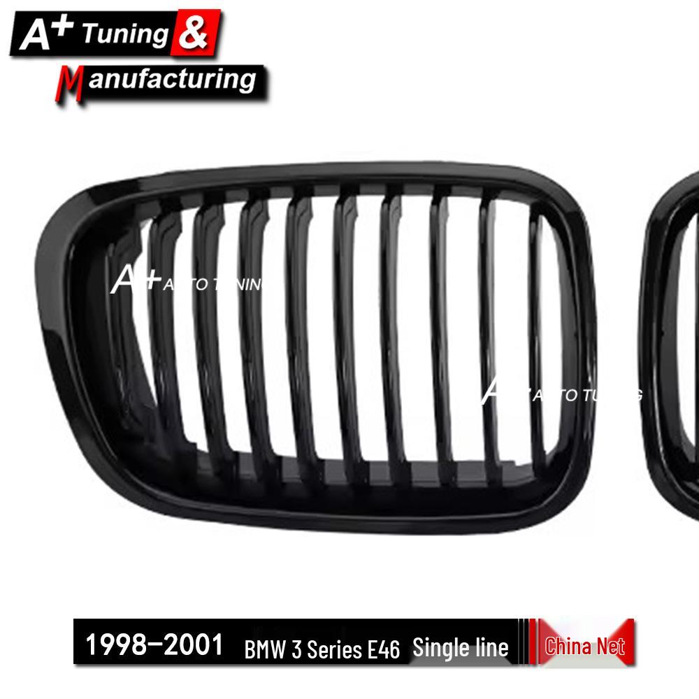 Glänzende schwarze Frontgrill für BMW 3er E46 (1998-2001) 4-türig, Design mit einer Stange