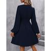 Spring Summer Women's Dress Solid Color Chest Wrapping V-Neck Lantern Sleeve Dress Women's Clothing