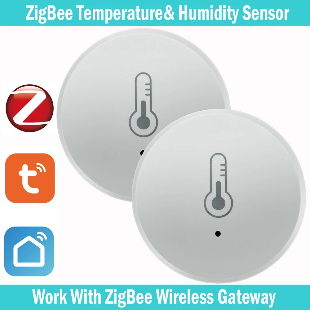 Tuya Zigbee Temperature And Humidity Sensor Voice Control Intelligent Home Hygrometer Real-time Monitoring Voice without battery