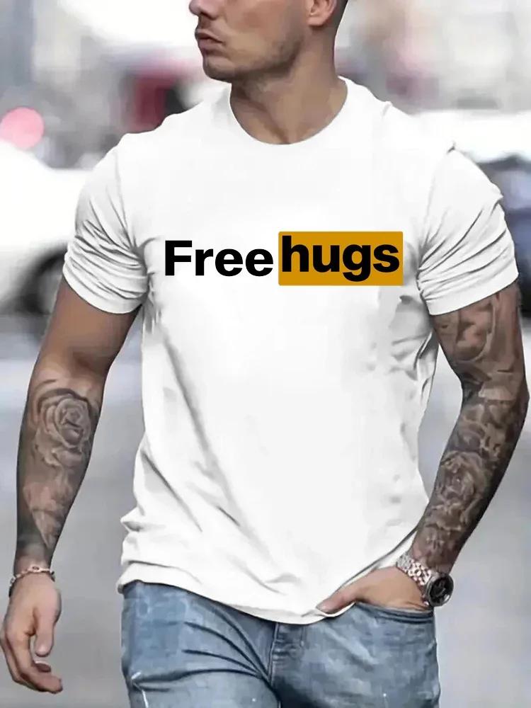 

Повседневные мужские футболки Free Love Printed Летняя футболка с круглым вырезом для мужчин, одежда с коротким рукавом, футболка, забавная уличная футболка XXXXXL золотой