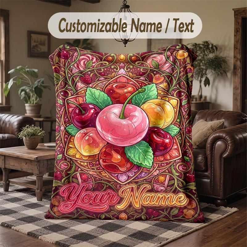 Frogs Forest Theme Throw Blanket Custom Name Text Personalized Blanket Soft Cozy Blanket for Home Sofa Bed
