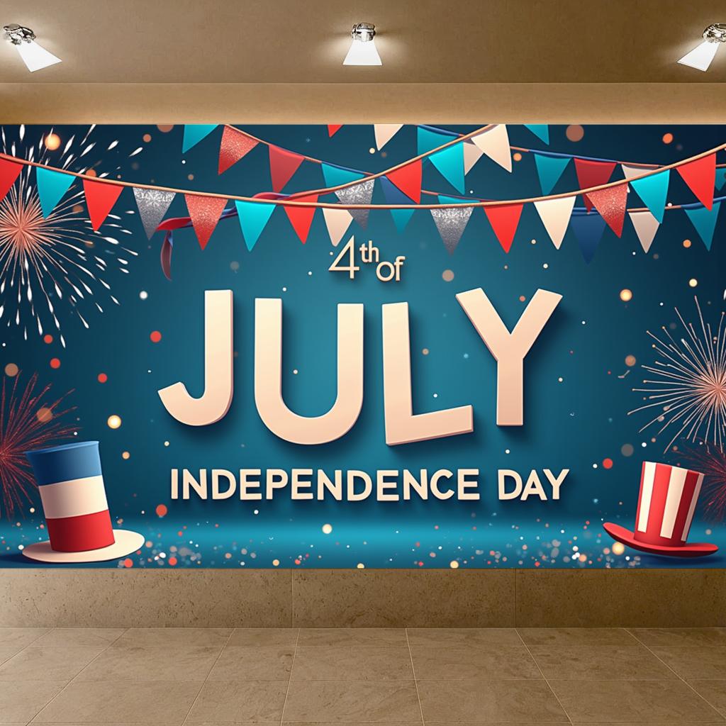 Lightweight Fabric Event Flag Durable Material Party Prop Red White Blue Theme Stars and Stripes American Themed Banner