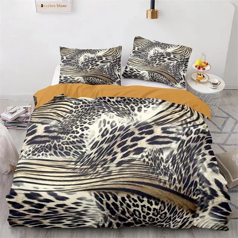 

Tiger Skin Twin Duvet Cover Polyester Leopard Print Bedding Set 3D Fiercely Animal Skin Fur Comforter Cover For Kids Boys Teens EU Single(135x200cm)