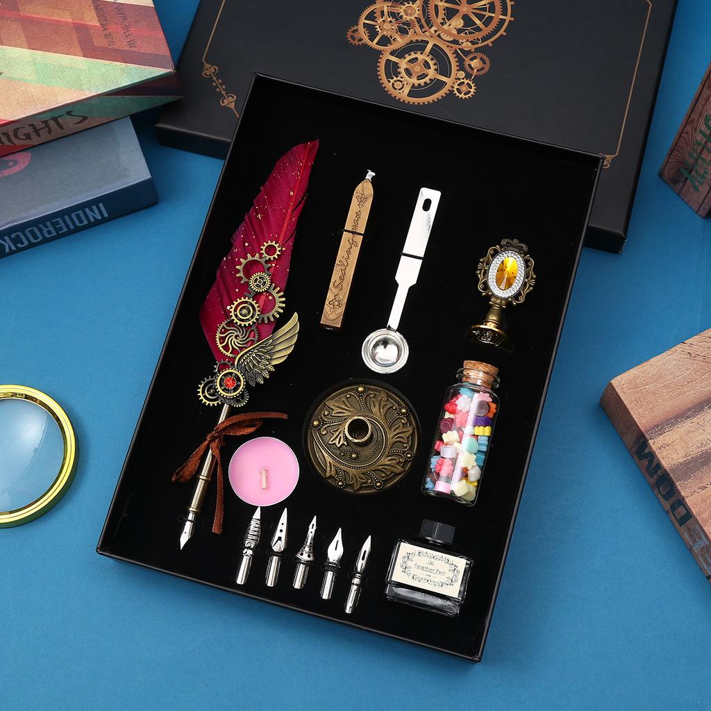 Retro Quill Pen High Value Retro Mechanical Magic Dipping Pen Gift Box Set Advanced Sense