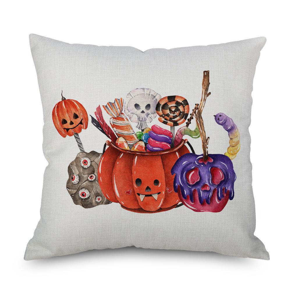 Halloween Linen Pillowcase Pumpkin Plaid Pillow Case for Bedroom Room Aesthetics Pillow Cover Luxury Designer Cushion Cover