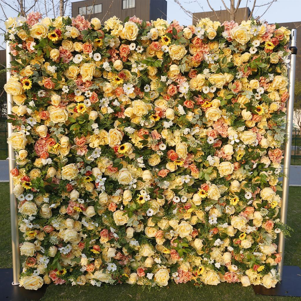 Uflower Red Rose luxury 5D Flower Wall Cloth Fabric Wedding Backdrop Decor Artificial Flower Arrangement Marriage Event Props