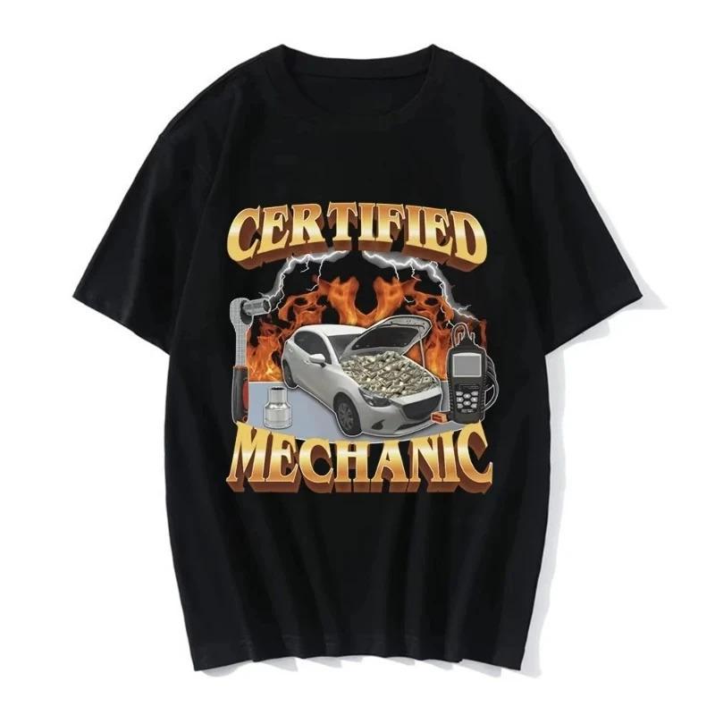Fashion Certified Mechanic Meme Graphic Printed S чёрный