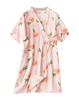 Euyqs Cotton Double Open Long for Hospital and Postpartum Use Women's Pajamas, Gauze, Front, Length, Use, Care, (Pink, Medium)