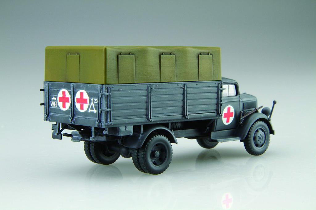 Fujimi Model Military Series German Army 3t Truck with Machine Plastic Model ML21 1/72 No.21 (Camouflage Paint/Ambulance Vehicle/Equipped