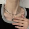 Double Layer Beads Chain Copper Color Heart Shape Pendant Necklace for Women Girl Korean Fashion Charm Clavicle Chain Jewerly