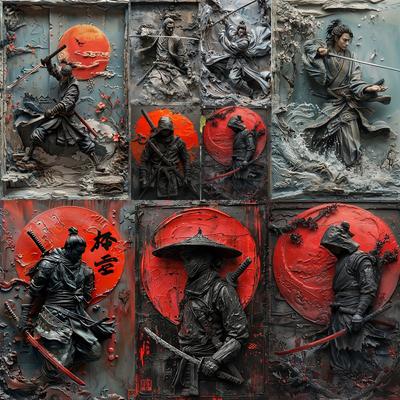1Pc vintage metal japoński ninja samuraj płótno malarstwo logo idealna kawiarnia człowiek jaskinia bar ogród rodzinny pokój klub garaż wystrój