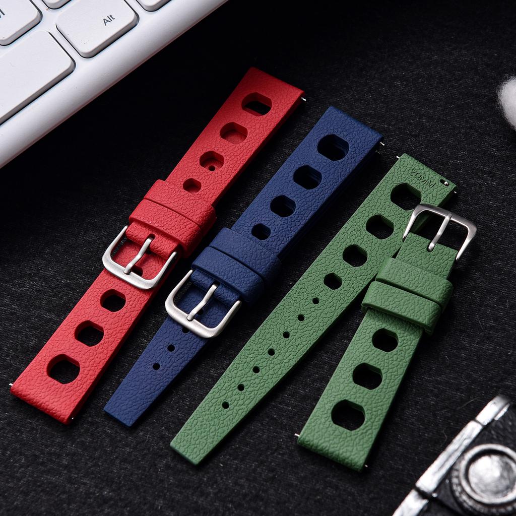New Design Fluororubber FKM Watch Strap 20mm 22mm Tropical Strap Quick Release Watch Band For Traditional DivingWatch Accessorie