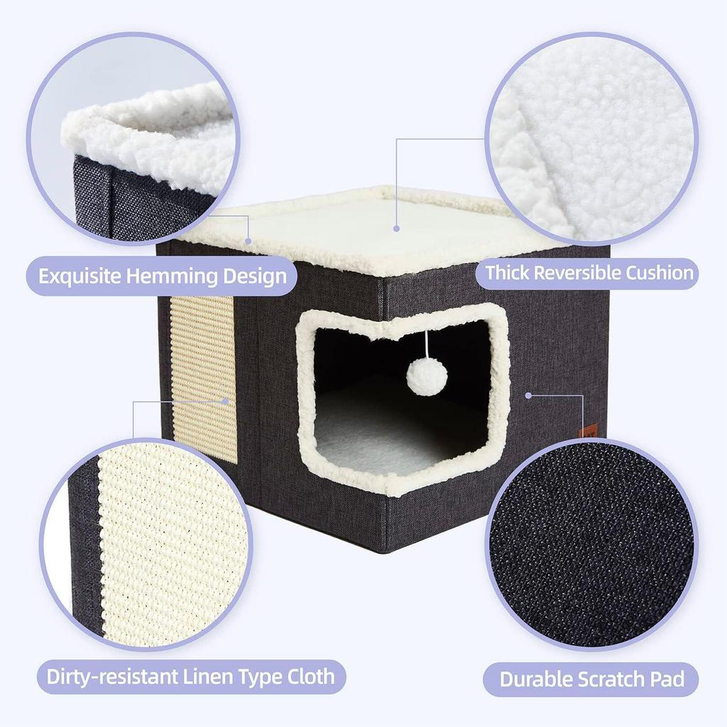 Foldable All-Season Cat and Dog Bed with Scratching Board