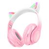 Casque sans fil pour enfants Hoco W42 Oreilles de Chat Bluetooth avec oreilles de chat et éclairage LED Rose avec blanc