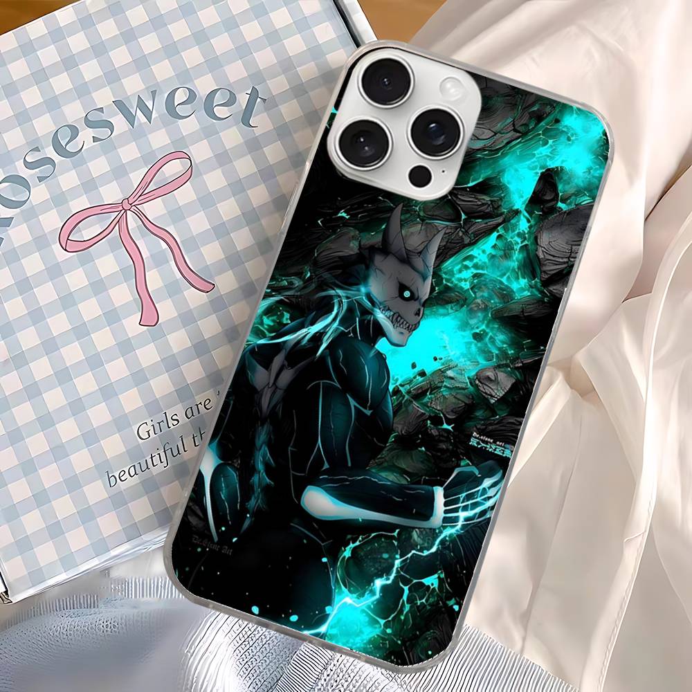 Classic Anime K-Kaiju N-No8 Phone Case For iPhone 11 12 13 14 15 16 17 Plus Pro Max Satin Laser Glossy Cover