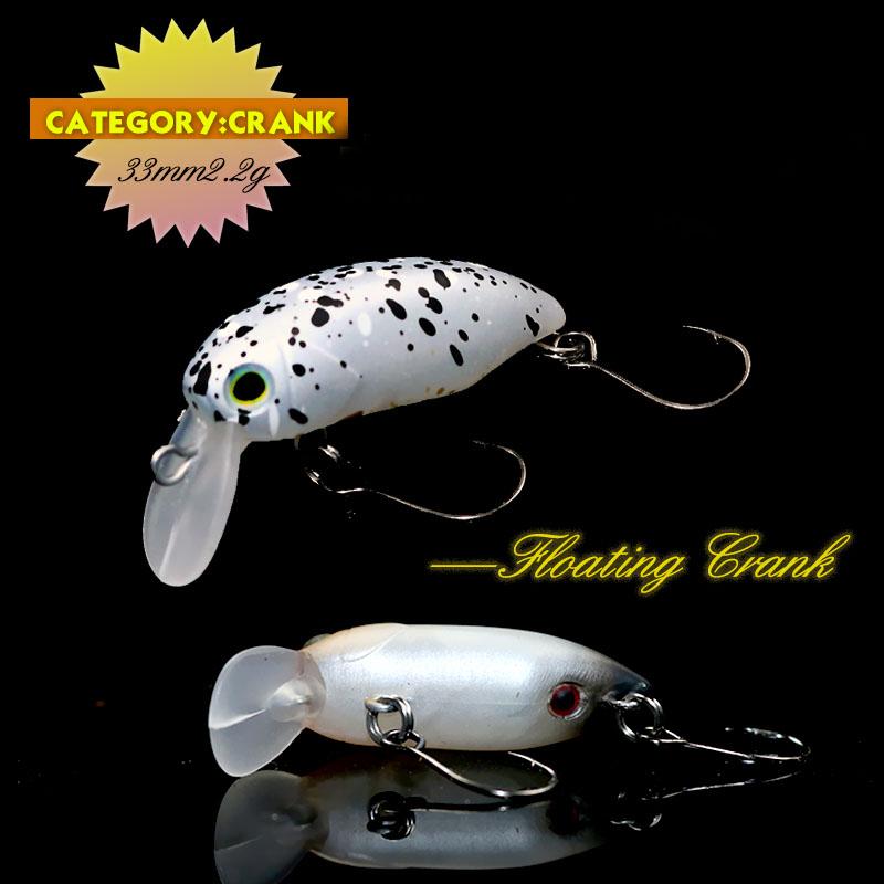 Floating Crank Bait 2.8g/33mm Mini Water Surface Crank Lure With Sound Beads Low Center Of Gravity Stream Trout Lure