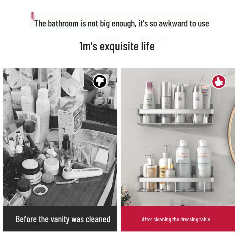 DANLE No-Drill Space Aluminum Bathroom Storage Shelf