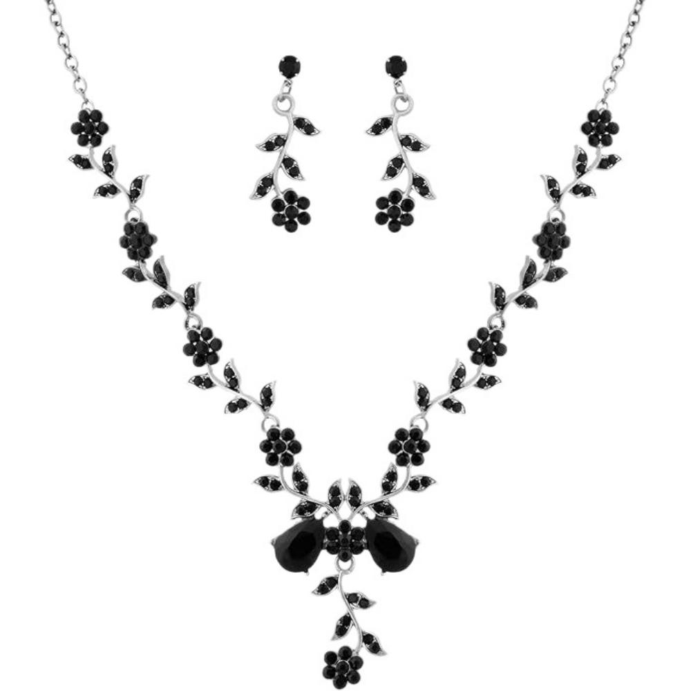 Bridal Jewelry Set Adjustable Floral Leaf Necklace Vintage Necklace Earrings Elegant Earrings Set For Daily Wear Wedding Prom