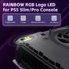 eXtremeRate RGB Logo LED Kit for PS5 Colors 40 Lighting Compatible with Disc and Digital Decorative Illuminated Logo Light Slim/Pro (7 & Effects),