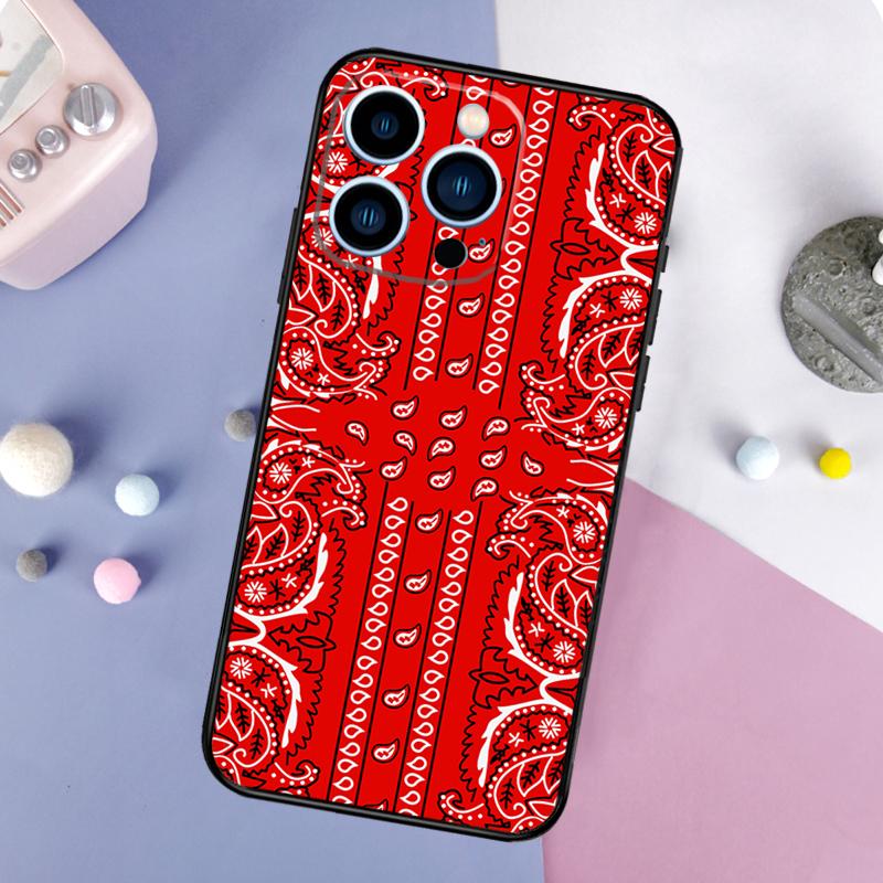 Red Bandana Paisley Phone Case For iPhone 17 Pro Max 16 15 13 12 11 14 Pro Max Plus Mini 16e 17 Air Back Cover