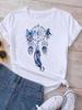 Women's Pattern Short Sleeve T-Shirt Women's Summer Clothing Feather 90S Fashion Women's University T-Shirt