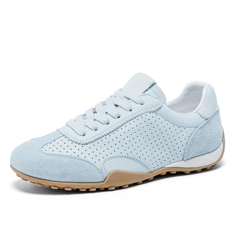 Women's Summer Cowhide German Training Shoes - Breathable, Comfortable, Lace-up, Soft Sole, Versatile Casual Sports Sneakers