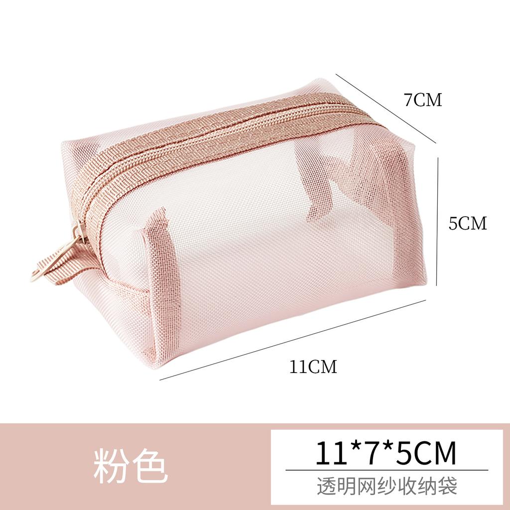 Large Capacity Key Bags Transparent Cosmetic Bag Square Mesh Storage Pouch Mini Zipper Coin Purse Small Wash Bag Stationery Case
