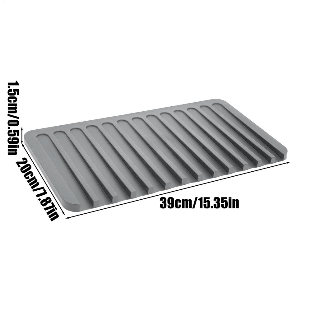 

Коврик для сушки посуды для кухни Силиконовый коврик для сушки посуды Нескользящий Термостойкий Подушечка для сушки посуды Кухонный аксессуар для ванной комнаты 39x20cm белый