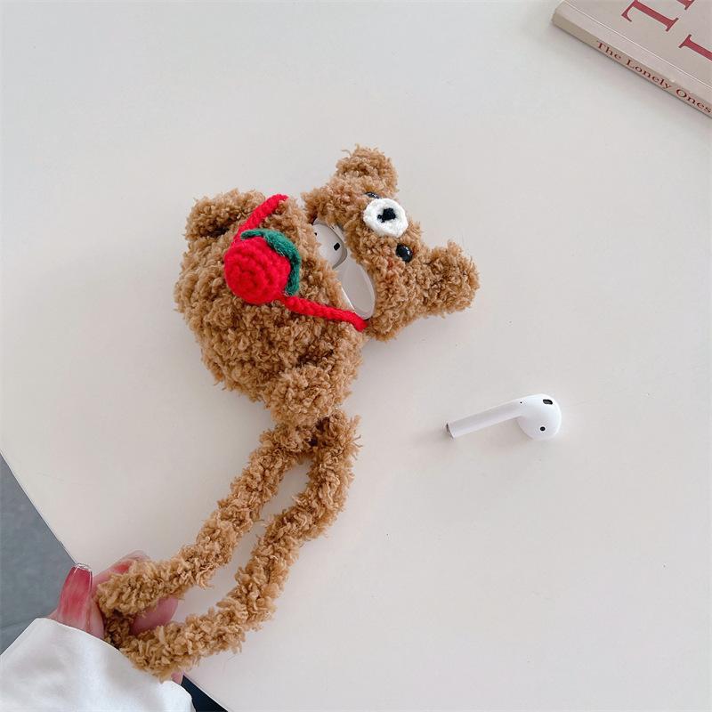 Strawberry Backpack Bear Apple AirPods Pro1/2/3 Generation Earphone Case Cartoon Cute Soft Case