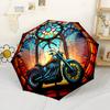 Buntglas Motorrad Kunst Automatischer Regenschirm Kompakt 8 Speichen Leichte Stabile Konstruktion Ganzjahres-Regenschirm für Reisen Modisches Accessoire