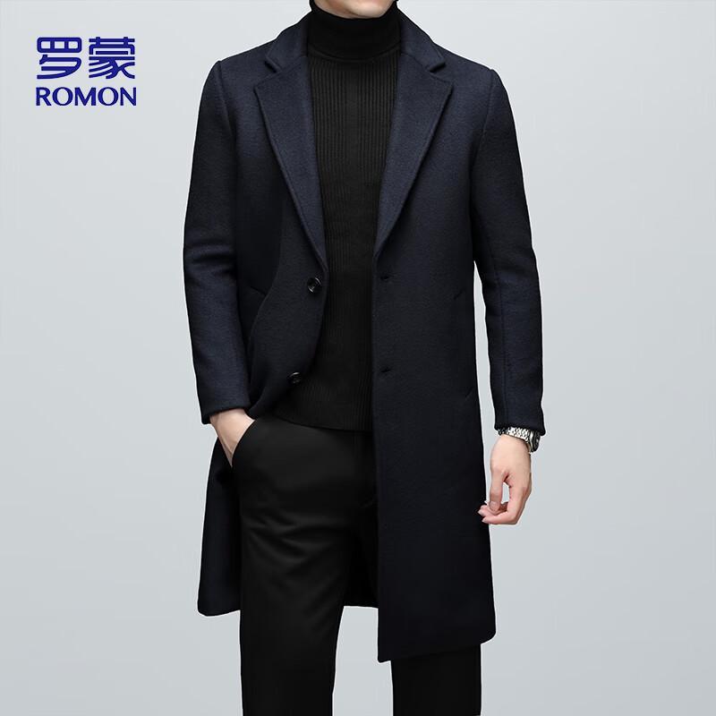 ROMON Men's Wool Blend Business Casual Trench Coat 1930