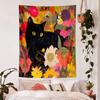 VIKAMA Iris Black Cat Art Tapestry, Vintage Wall Art Background Cloth for Living Room Aesthetic Home Decor
