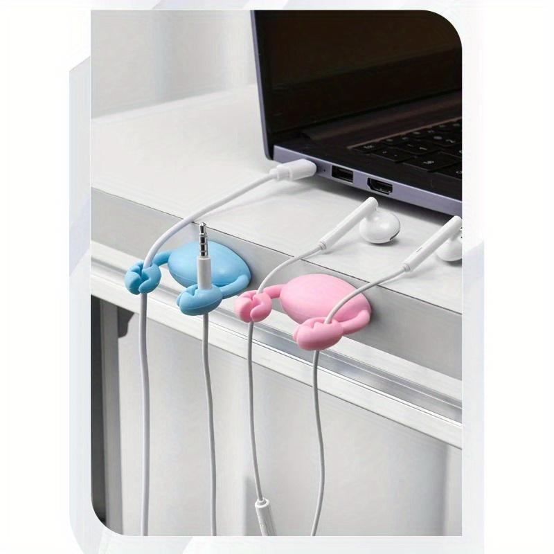Cute Crab Cable Organizer Clip Data Cable Stand Mobile Phone Charging Cable Organizers Fixer Desk Self-Adhesive Wire Tidy Holder