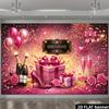 2D Happy Birthday Pink Gold Champagne Heel Backdrop Banner Party Photo Background