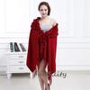 Women's Cashmere Wool Over Size Scarf With Rabbit Fur Ball Collar Winter Rabbit Fur Infinity Scarves Neck Fur Collar Hand Knit