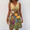 Women Summer Dresses V-Neck Print Sleeveless Sundress Casual Dress