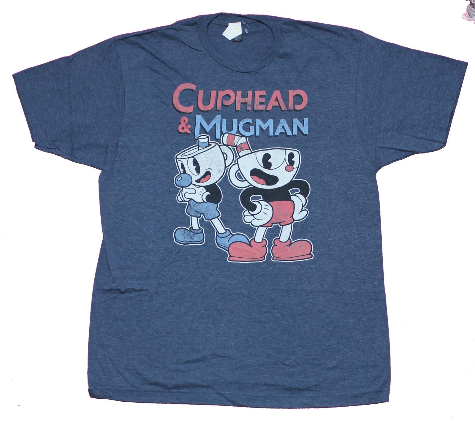 Cuphead New Adult T-Shirt - Cuphead & Mugman Distressed Duo M