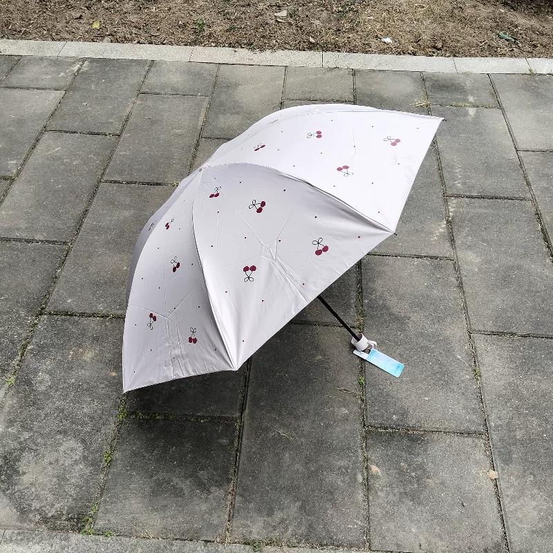 Paradise Umbrella 2026 New Model Genuine Black Coating Dual-Use Sunshade Umbrella with Eight Reinforced Ribs, Cherry Design, Uv Protection, Sun