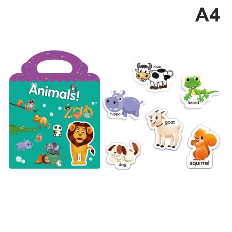

Children Stickers Books Reusable Scenes Stickers Puzzle Game Diy Cartoon Sticker A4