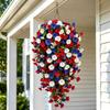 4th Of July Flowers Red White Blue Artificial UV Resistant Tricolor Fake Flowers 4th Of July Porch Decor For Patio Home Garden
