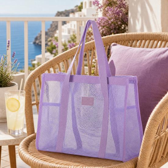 Borsa da Spiaggia in Rete, Borsa Leggera ad Alta Capacità, Svuotamento Rapido Traforata, Borsa a Shopper Ultraleggera per Viaggio, Articoli da Toeletta, Cosmetici