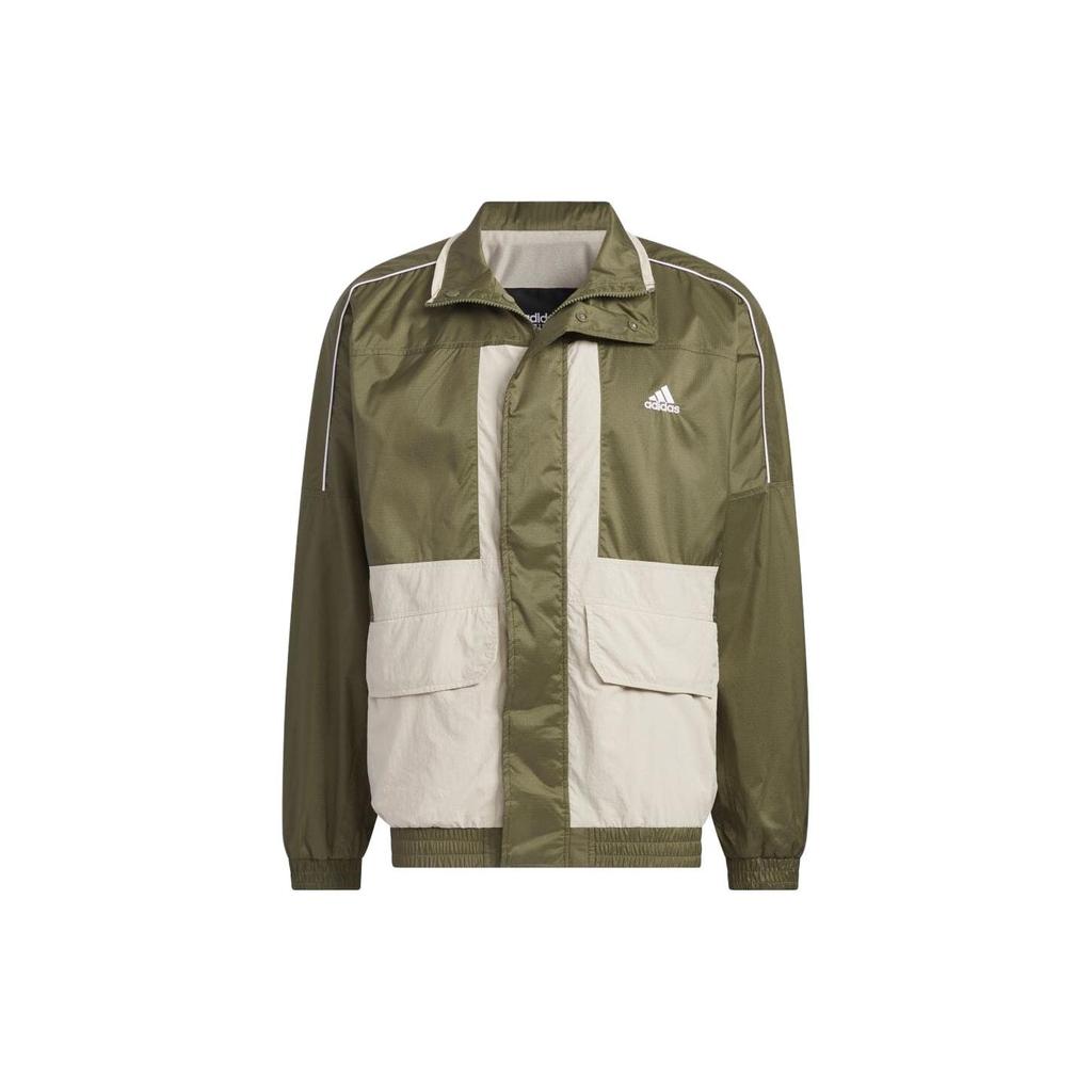 Adidas High Collar Zip-Up Long-Sleeve Jacket Unisex Jacket Green IK7353