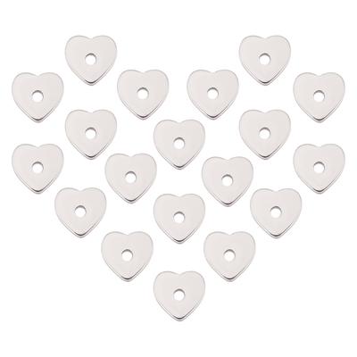 1box 120pcs 304 Stainless Steel Beads Heart Stainless Steel Color 6x6x1mm Hole: 1mm