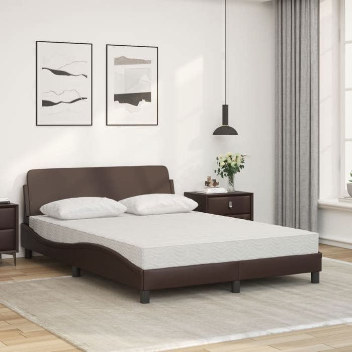 VidaXL Lit avec matelas marron 120x200 cm similicuir 3208379