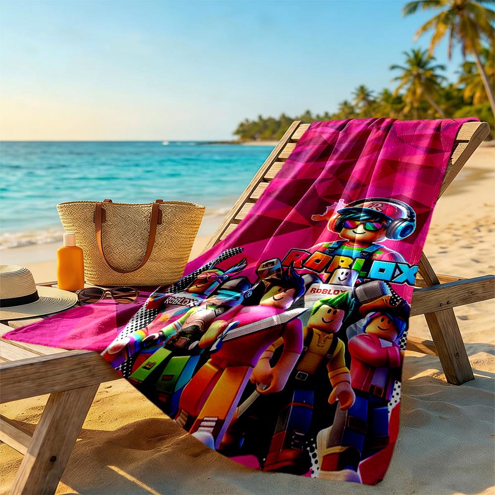 Roblox Beach Towel Super Soft & Absorbent Comfortable Lightweight Suitable for Swimming, Gym, Camping, Yoga Vacation