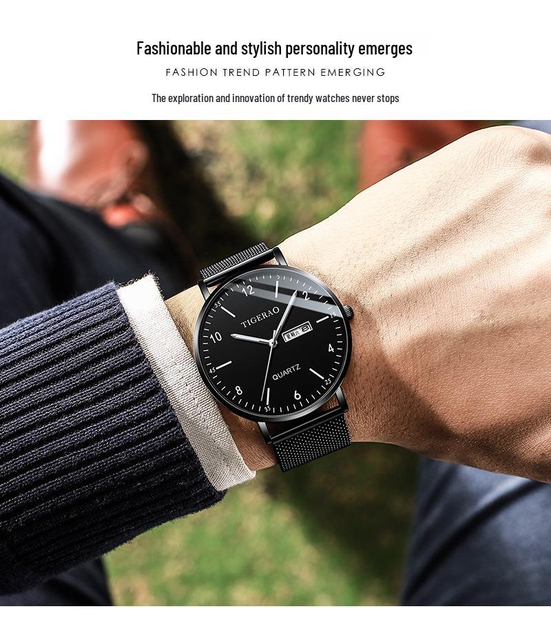 Ultra-thin Men's Trendy Mechanical & Quartz Waterproof Watch for Teenagers and Students