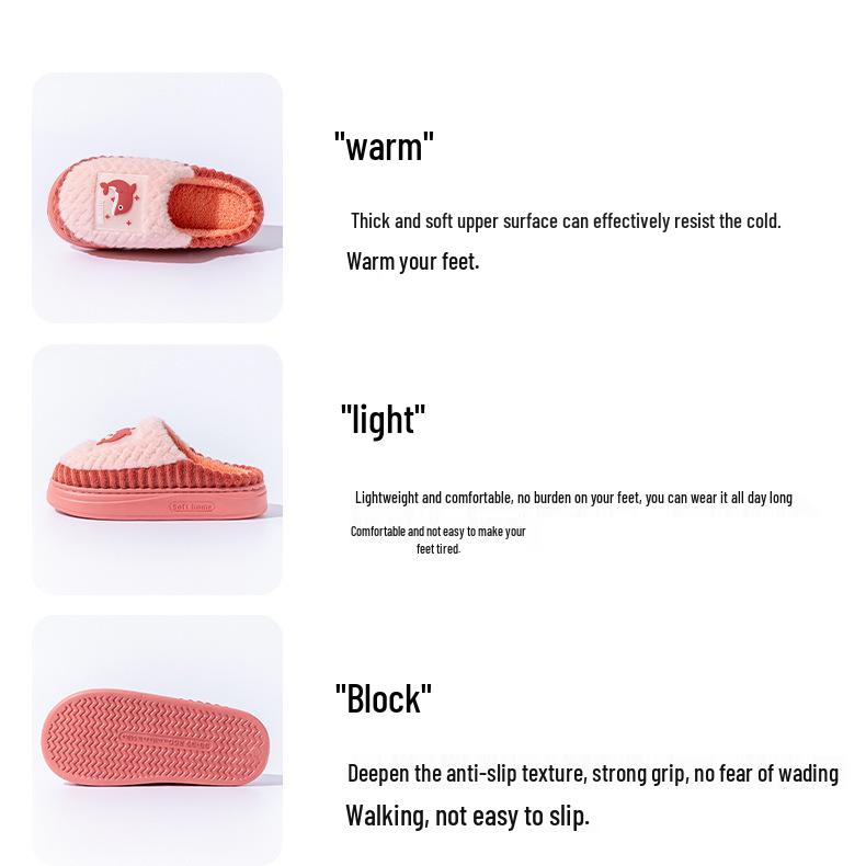 Pantoufles d'intérieur chaudes et antidérapantes en coton pour hommes et femmes, Design épais et duveteux d'hiver